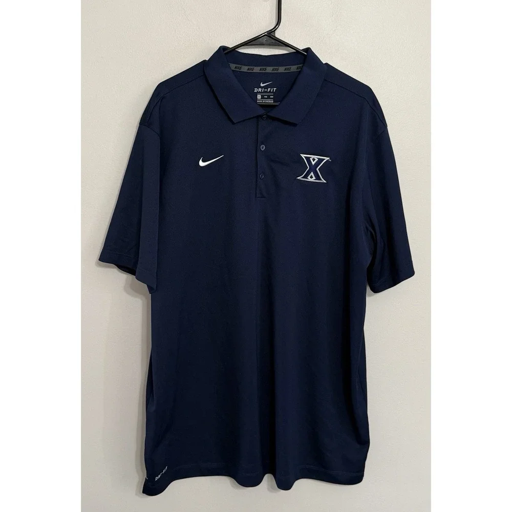 Nike Dri-Fit Men's 2XL Xavier Musketeers Blue Performance Golf Polo Shirt - Picture 2 of 5